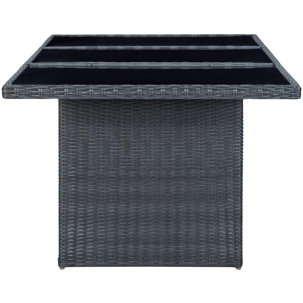Tavolino da Giardino Grigio Scuro Polyrattan e Vetro Temperato - Foto 2