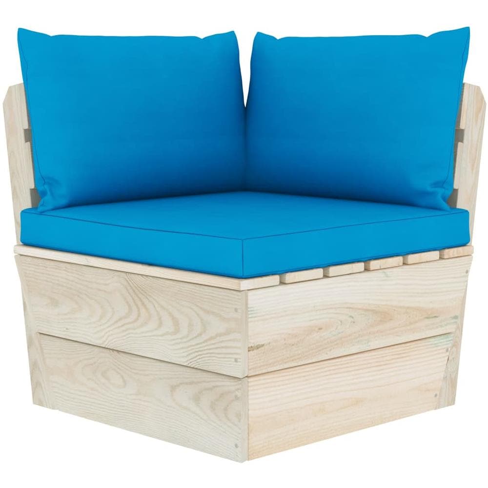 Divano Angolare da Giardino su Pallet e Cuscini Legno di Abete - Foto 1