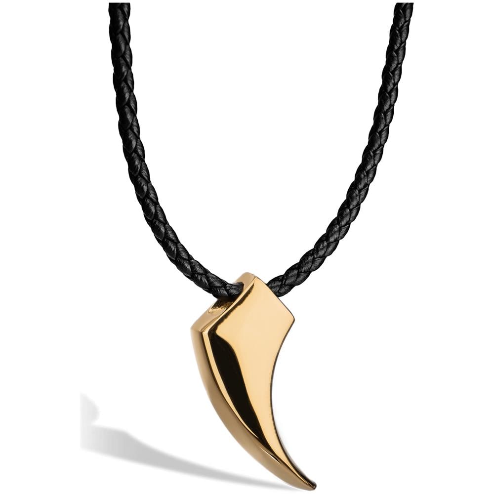 Collana in Pelle per Uomo ""Wolf"" 50cm Oro - Foto 1