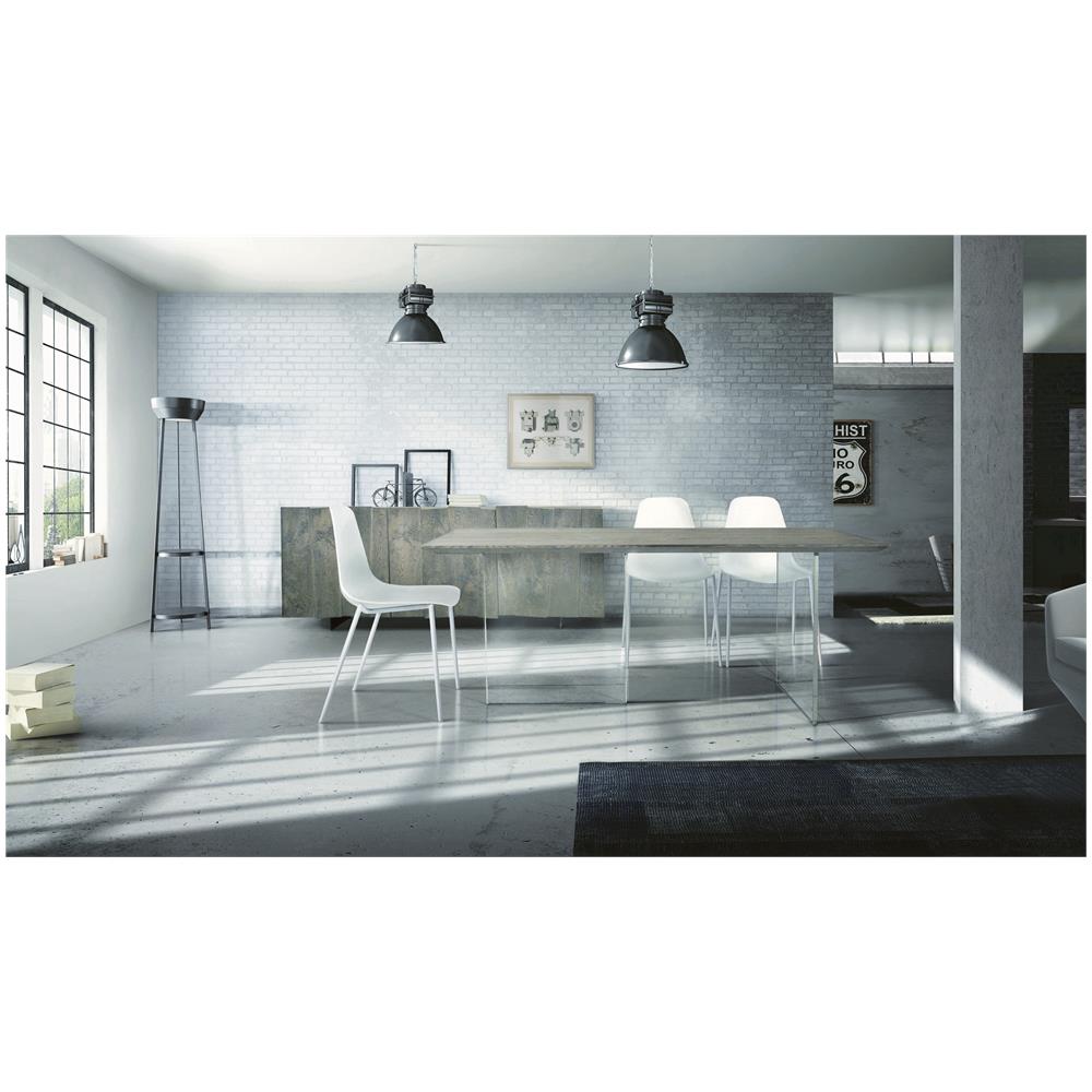 Tavolo Massello Rovere Nodato E Vetro Sp. 4 160x90 Cm (beton)  - Foto 1