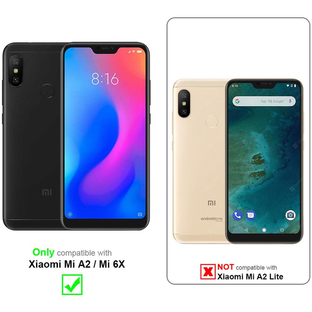 3x Pellicola Armatura A Schermo Intero Compatibile Con Xiaomi Mi A2 / 6x In Trasparente Con Nero - 3x Vetro Temperato (tempered) Di Protezione Del Display In Durezza 9h Con 3d Touch - Foto 2