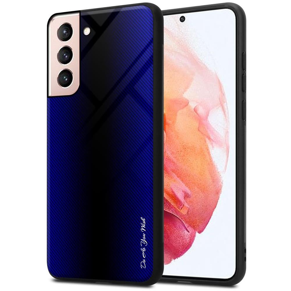 Custodia Compatibile Con Samsung Galaxy S21 5g - Ottica A Strisce In Cobalto Viola - Coperchio Protettivo In Vetro Temperato E Silicone Tpu - Foto 1