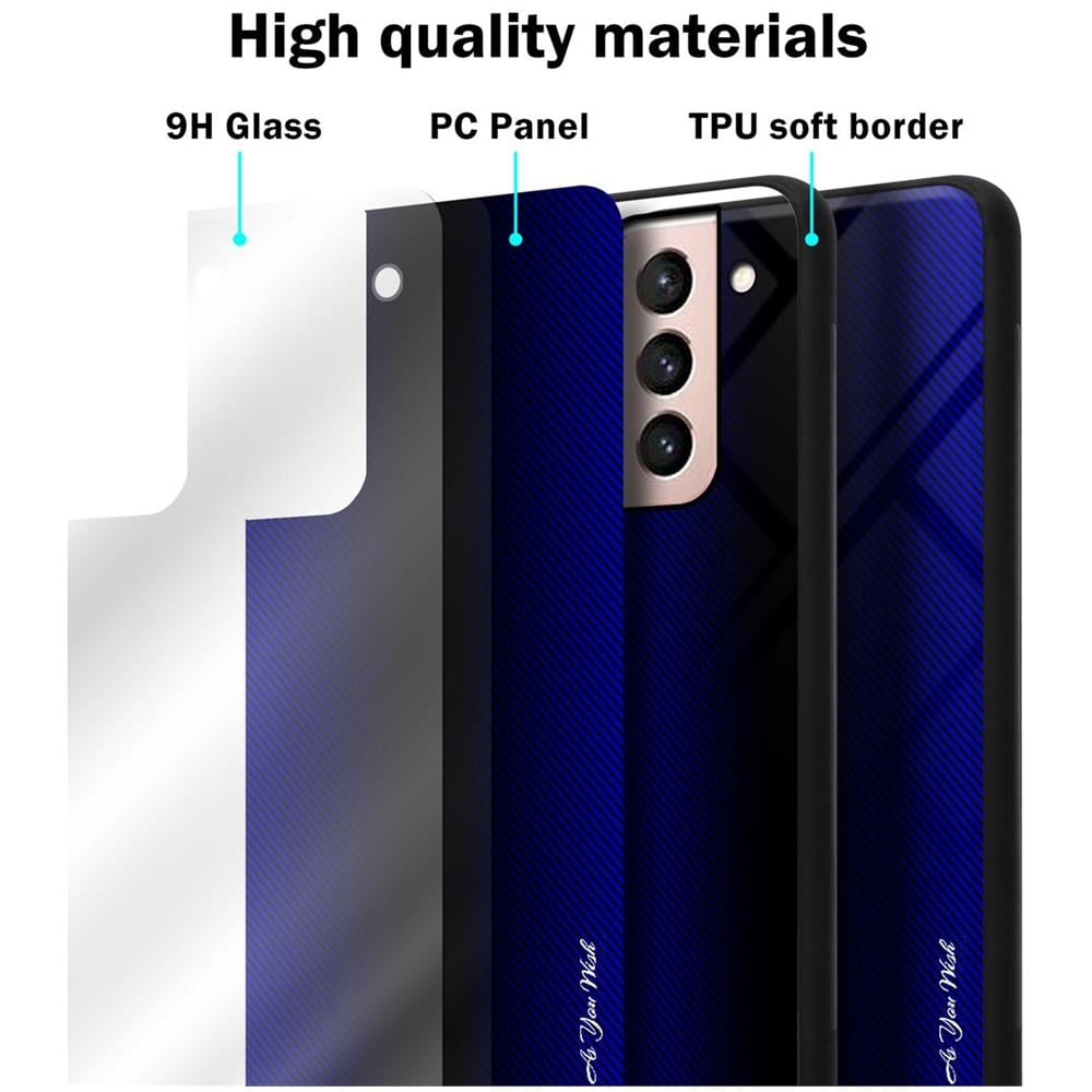 Custodia Compatibile Con Samsung Galaxy S21 5g - Ottica A Strisce In Cobalto Viola - Coperchio Protettivo In Vetro Temperato E Silicone Tpu - Foto 7