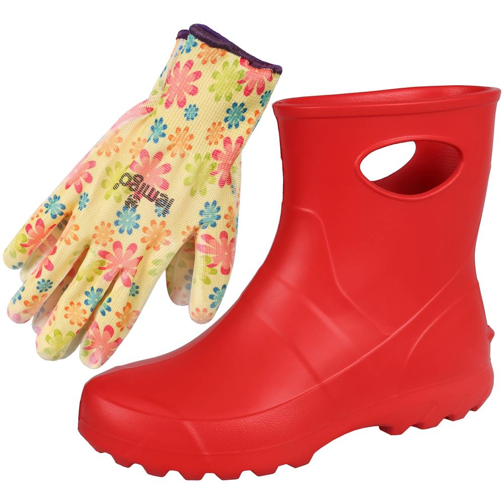 Stivalli Rossi Da Donna + Guanti A Fiori 37 Eu - Foto 1