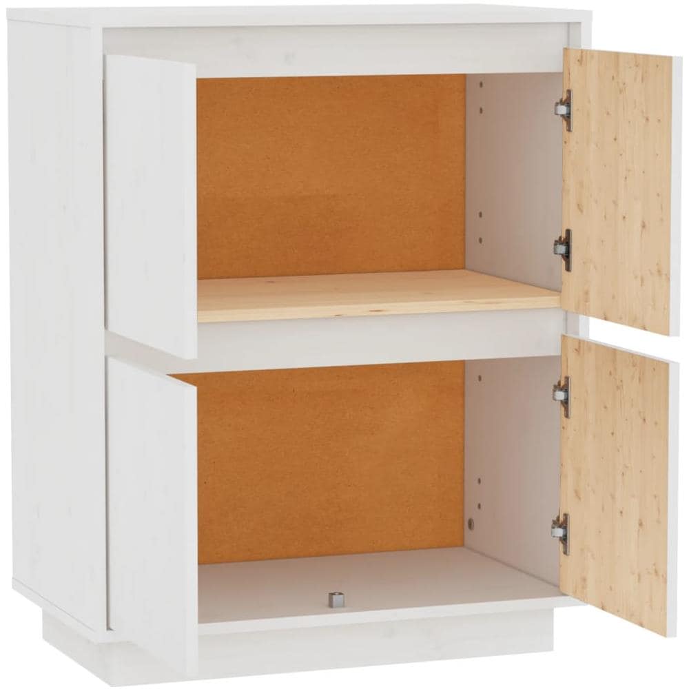 Credenza Bianca 60x34x75 Cm In Legno Massello Di Pino - Foto 2