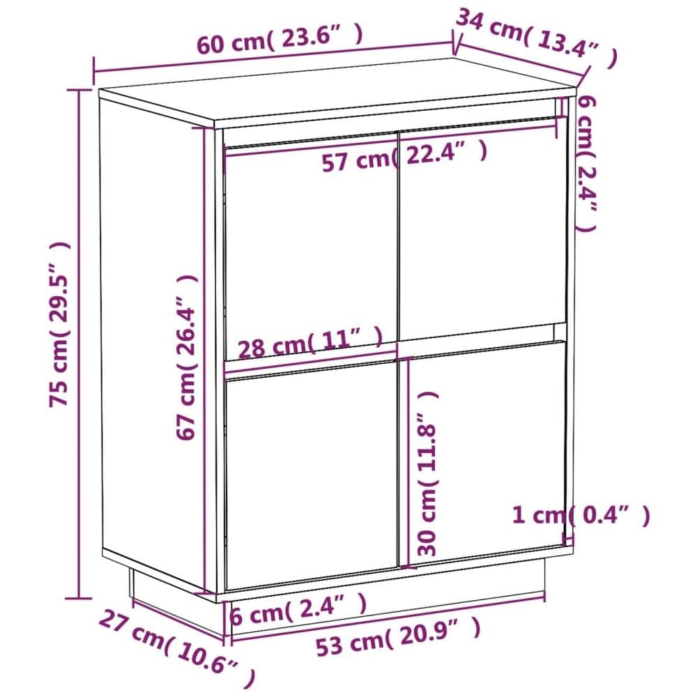 Credenza Bianca 60x34x75 Cm In Legno Massello Di Pino - Foto 7