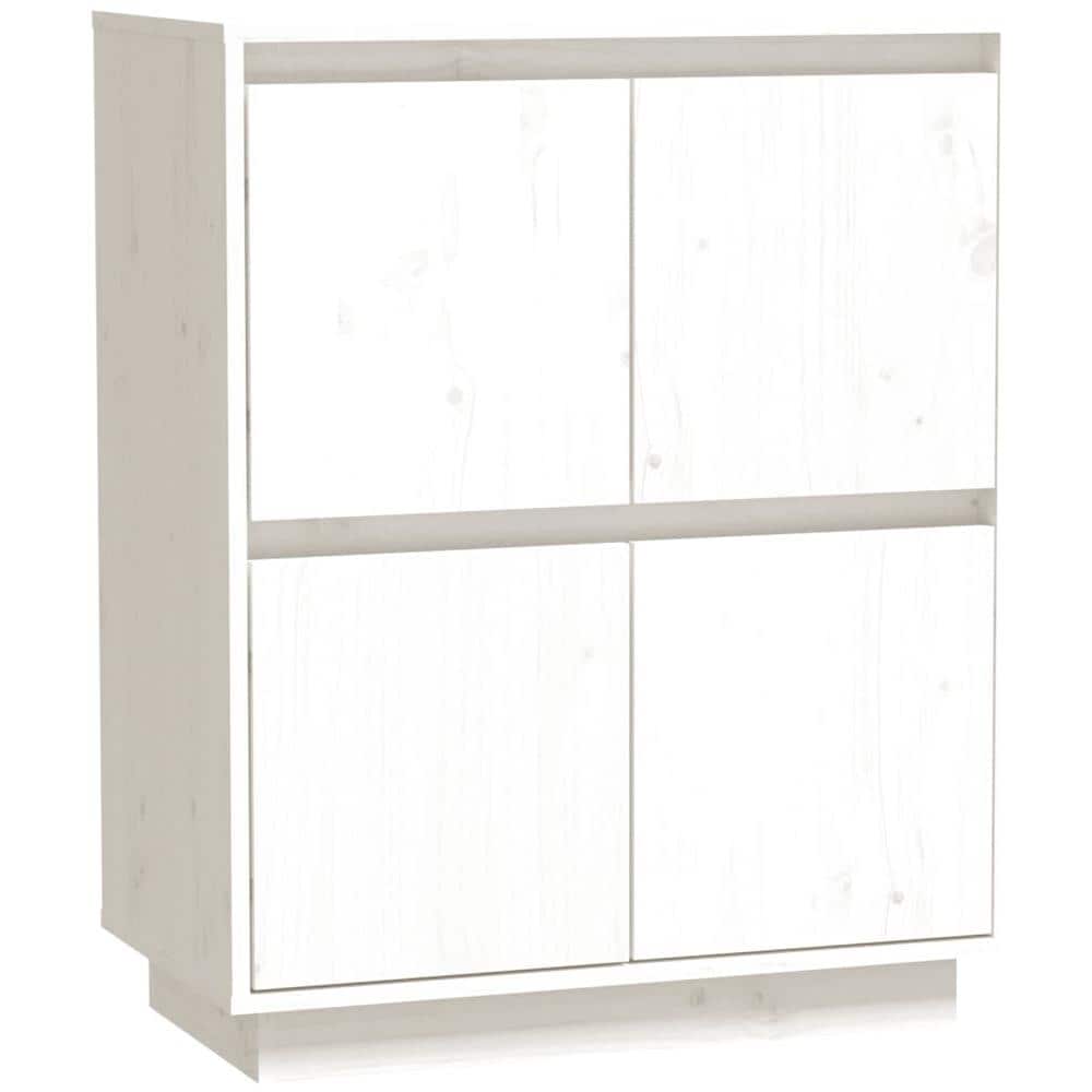 Credenza Bianca 60x34x75 Cm In Legno Massello Di Pino - Foto 1