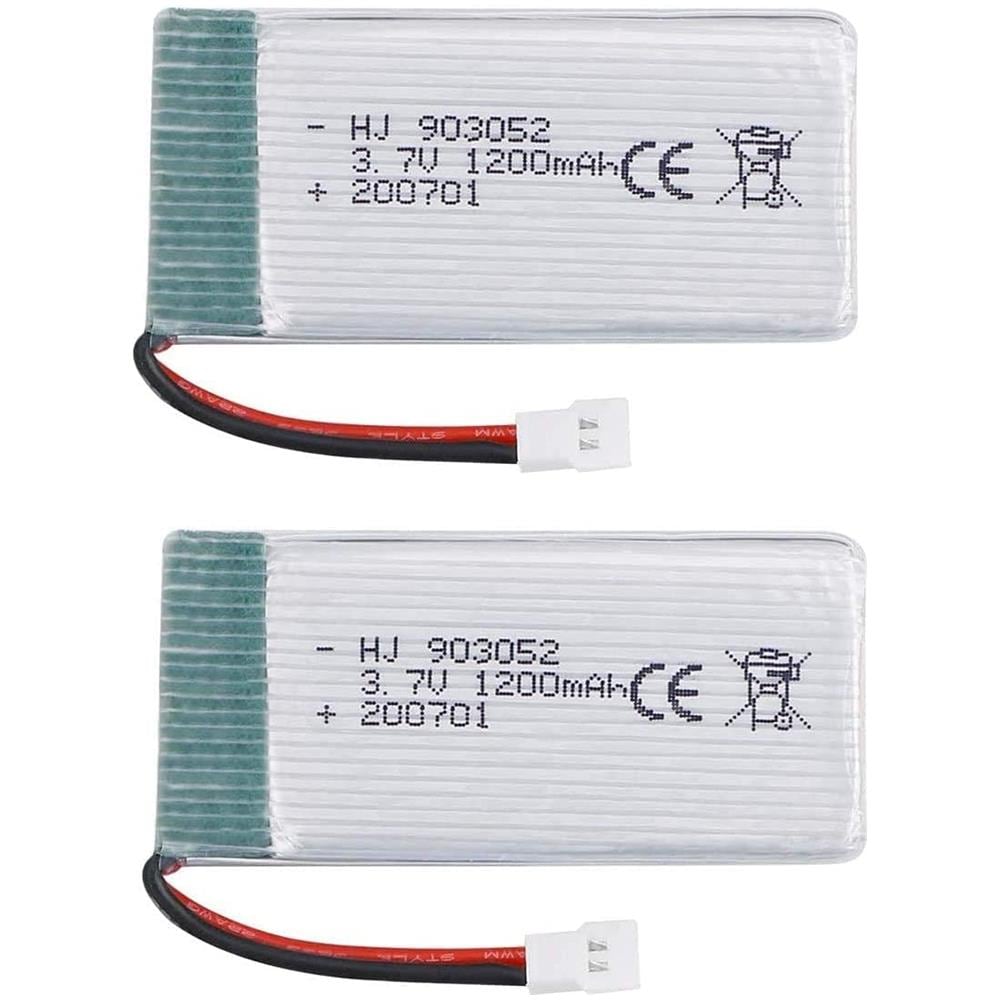 2 Pezzi Batteria Lipo Ricaricabile (3.7v, 1200mah Lipo) Per Rc Droni Quadricotteri Syma X5sc X5sw - Foto 1