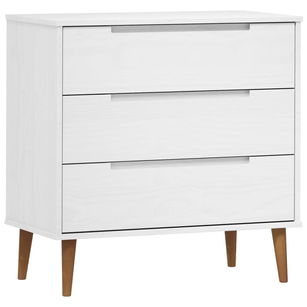 Cassettiera MOLDE Bianca 80x40x80 cm in Legno Massello di Pino - Foto 2