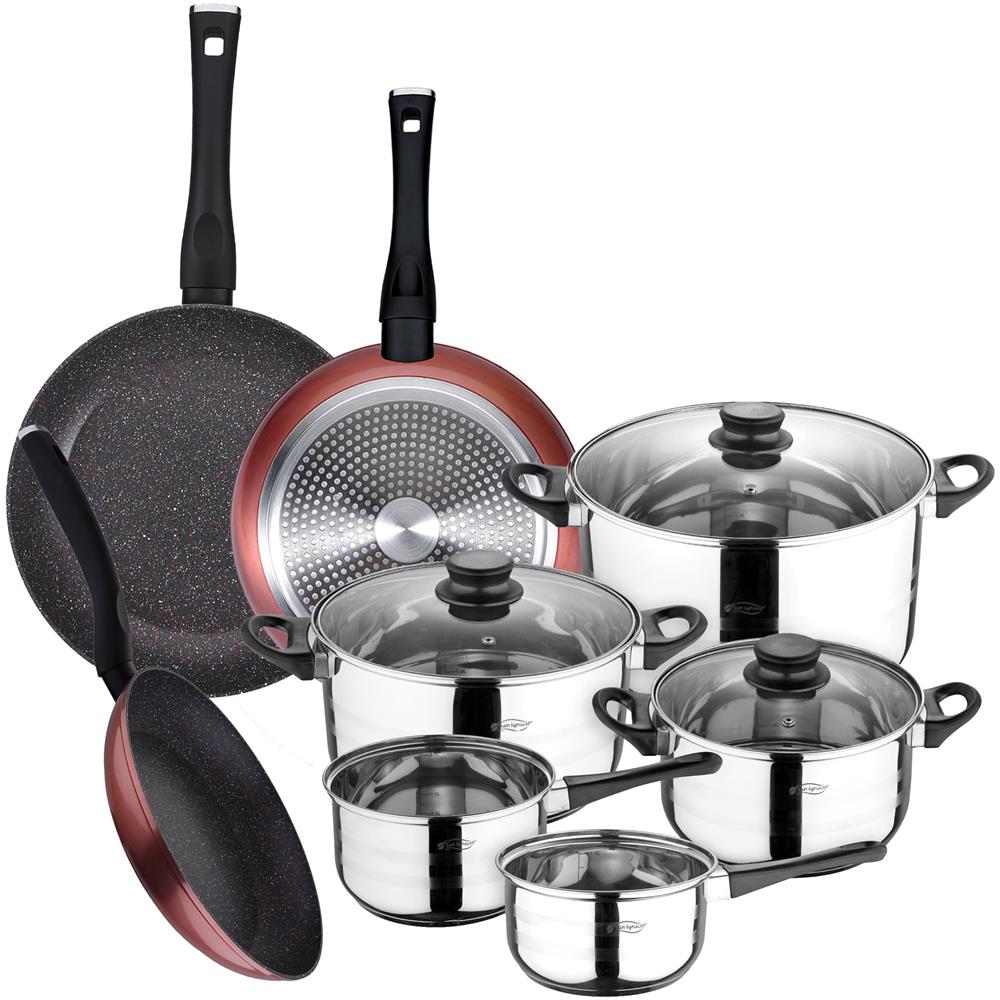 Confezione Da 3 Teglie Ø20/24 E 28 Cm + Set Di Pentole In Acciaio Inox Da 8 Pezzi - Foto 1