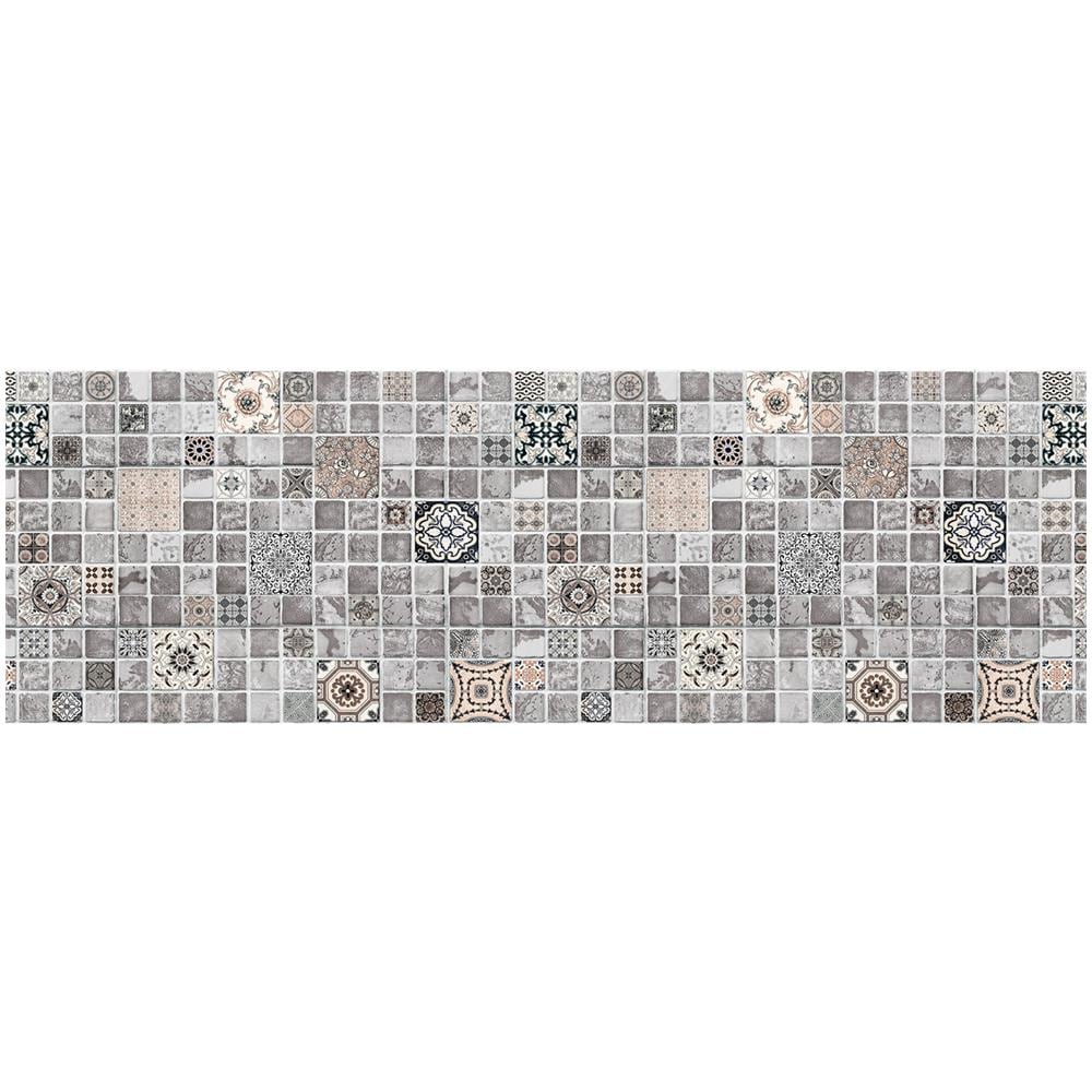 Tappeto Passatoia Antiscivolo Con Stampa Digitale Dis. Piastrelle Colore Grigio 50x500 Grigio - Foto 2