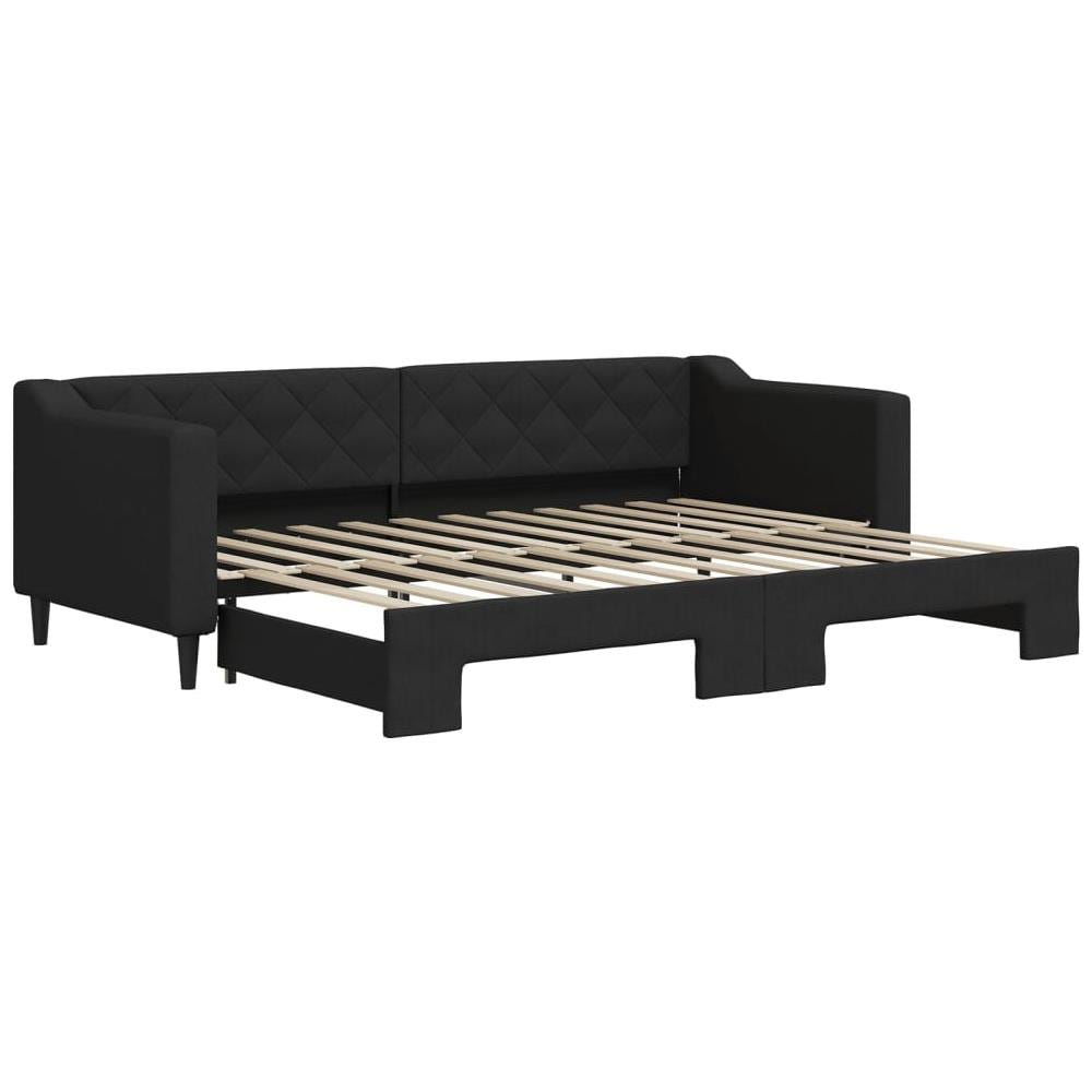 Divano Letto Con Letto Estraibile Nero 80x200 Tessuto - Foto 2