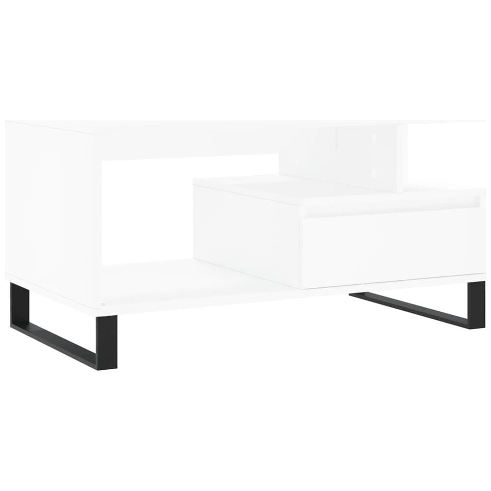 Tavolino Da Salotto Bianco 90x49x45 Cm In Legno Multistrato - Foto 2