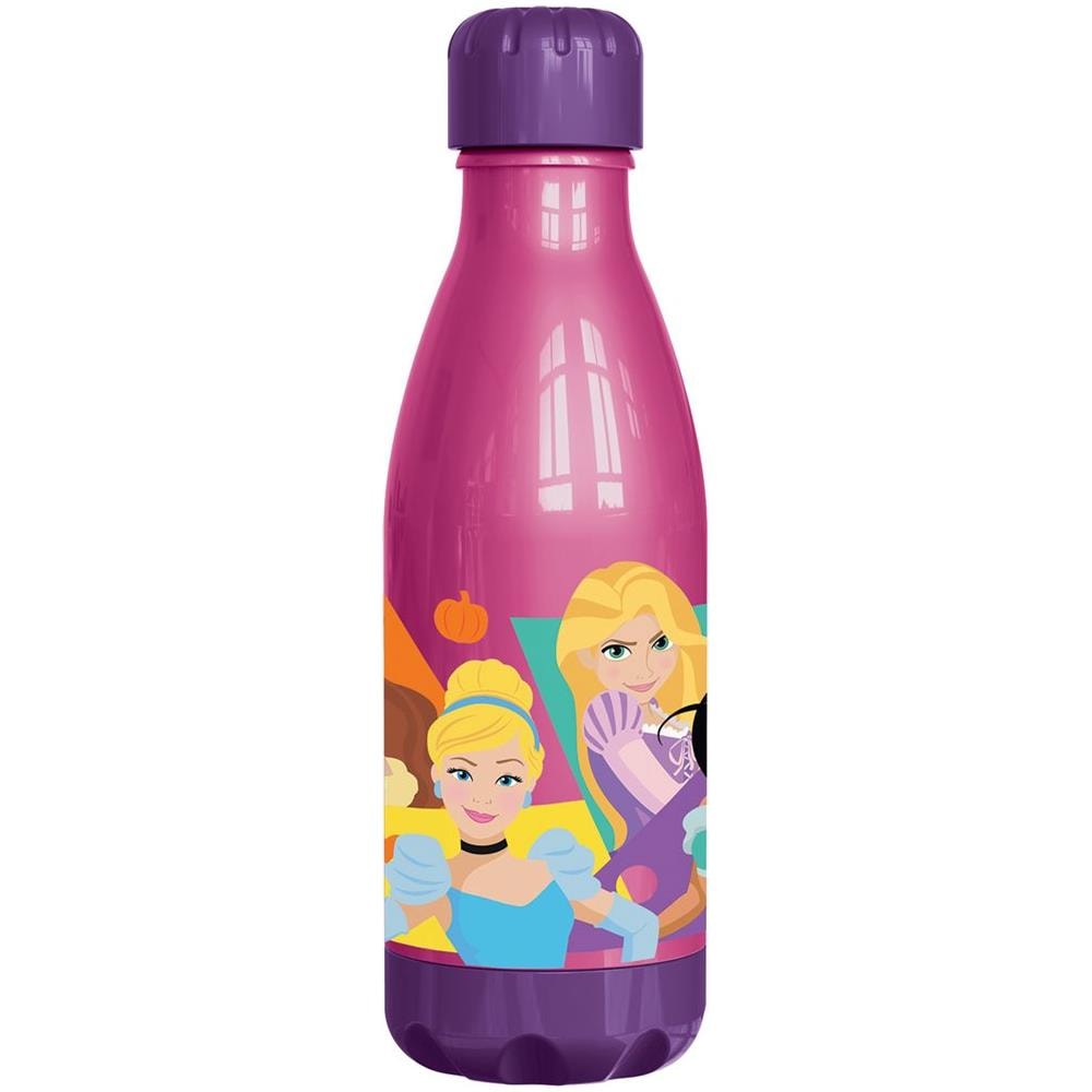 Disney Borraccia Rosa Per Bambine In Plastica Principesse Cenerentola Jasmine Biancaneve Belle Ariel 560 Ml Con Tappo A Vite - Foto 1