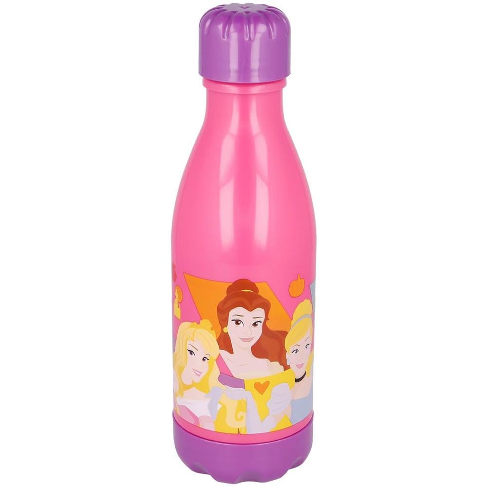 Disney Borraccia Rosa Per Bambine In Plastica Principesse Cenerentola Jasmine Biancaneve Belle Ariel 560 Ml Con Tappo A Vite - Foto 2