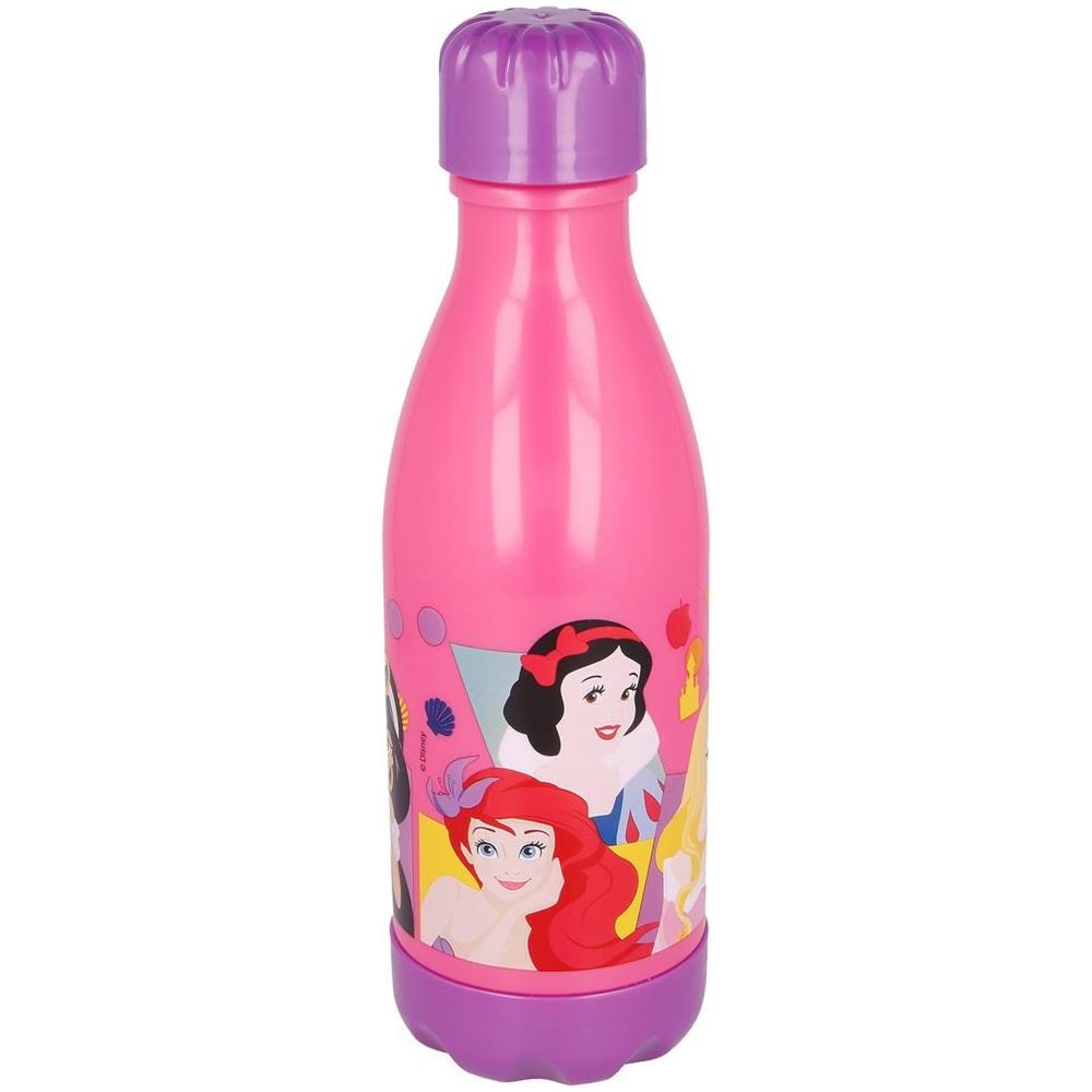 Disney Borraccia Rosa Per Bambine In Plastica Principesse Cenerentola Jasmine Biancaneve Belle Ariel 560 Ml Con Tappo A Vite - Foto 3
