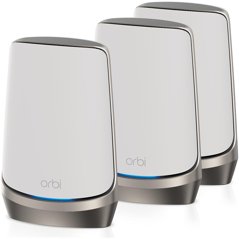 Orbi Quad-band RBKE963 AXE11000 WiFi 6E Mesh System Quad-band (2.4 GHz / 5 GHz-1 / 5 GHz-2 / 6 GHz) Wi-Fi 6 (802.11ax) Grigio, Bianco 16 Interno - Foto 1