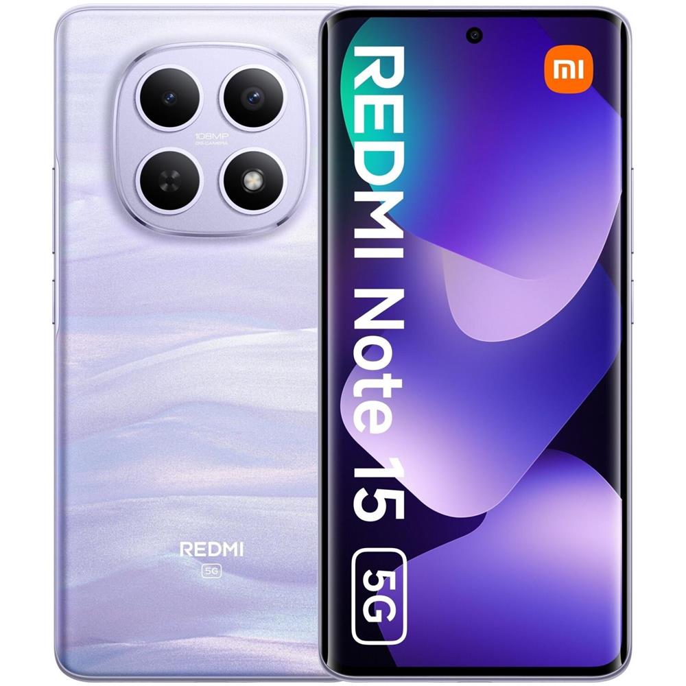 Redmi Note 15 5G 256GB 8GB Ram Display 6.67" Amoled 120Hz Main Camera 108MP DualSim (nano SIM 1 + Ibrida) HyperOS 2 Snapdragon 6 Gen3 5520mAh Mist Purple Wind3 - Foto 1