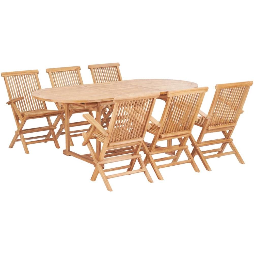 Set da Pranzo per Esterni 7 pz 150-200x100x75 cm Teak Massello - Foto 1