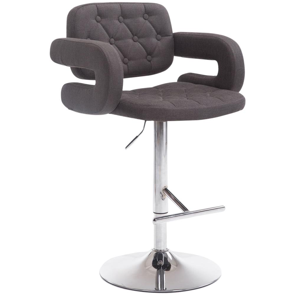 Sgabello Design Dublin In Tessuto - Sgabello Bar Girevole E Regolabile In Altezza 65-85 CM - Sgabello Alto Con Schienale E Braccioli Grigio Scuro - Foto 1