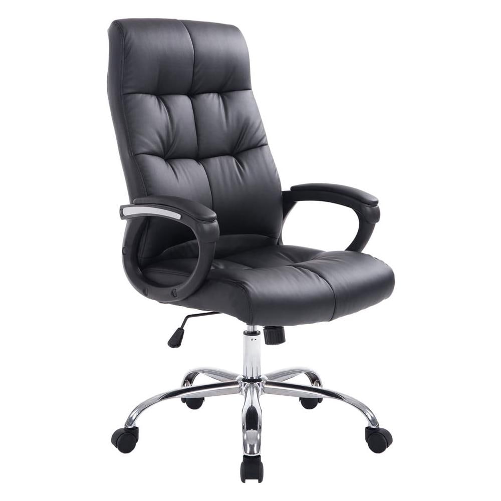 Poltrona da Ufficio Poseidon XXL - Sedia Studio Presidenziale Imbottita e Foderata in Similpelle - Sedia Ufficio Girevole e Regolabile in Altezza - Poltrona Elegante, Portata 160Kg Nero - Foto 1