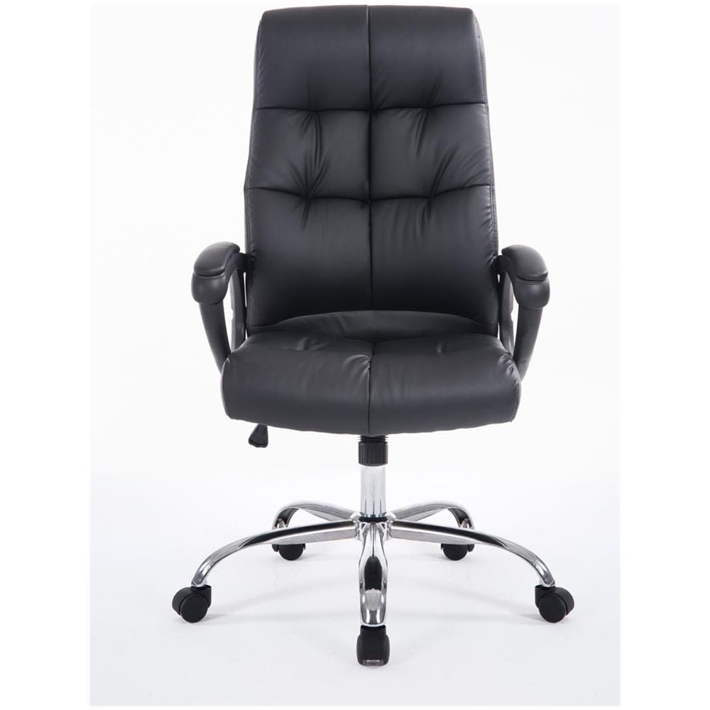 Poltrona da Ufficio Poseidon XXL - Sedia Studio Presidenziale Imbottita e Foderata in Similpelle - Sedia Ufficio Girevole e Regolabile in Altezza - Poltrona Elegante, Portata 160Kg Nero - Foto 2