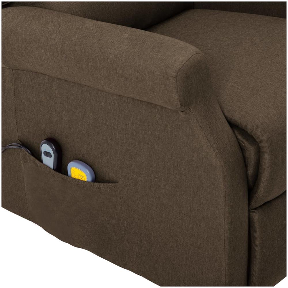 Poltrona Massaggiante Alzapersona Marrone In Tessuto - Foto 8
