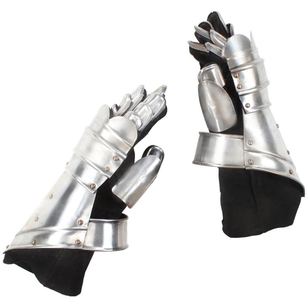 Guanti Da Cavaliere Medievale Replica Larp In Argento Acciaio - Foto 1
