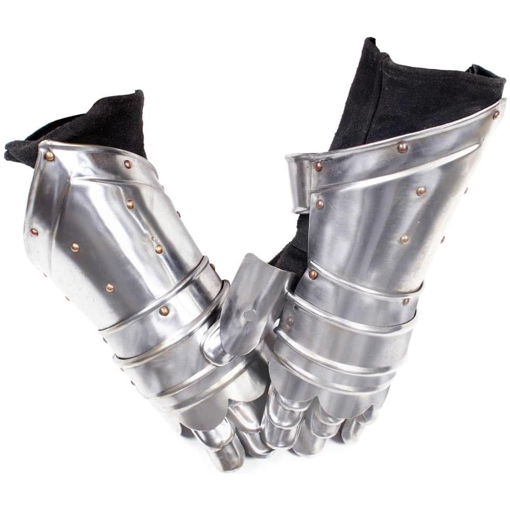 Guanti Da Cavaliere Medievale Replica Larp In Argento Acciaio - Foto 2