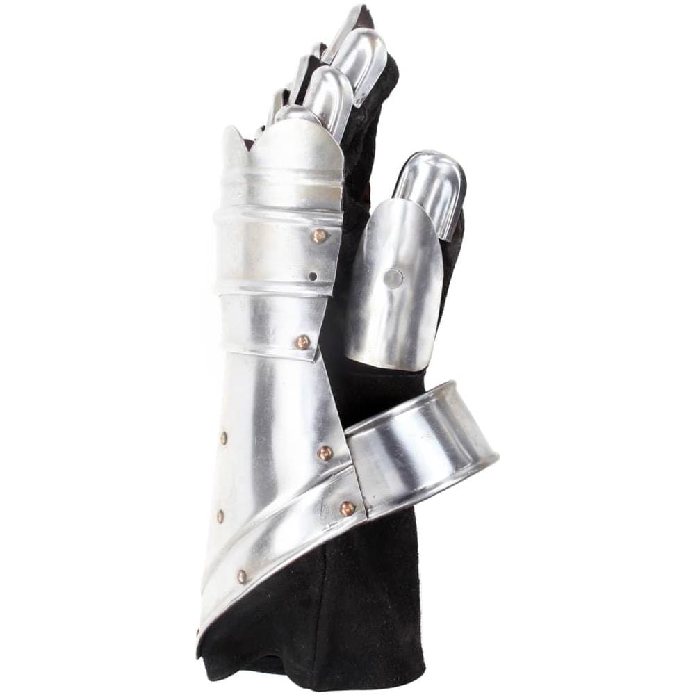 Guanti Da Cavaliere Medievale Replica Larp In Argento Acciaio - Foto 3