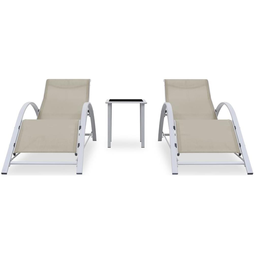 Lettini Prendisole Con Tavolino 2 Pz In Alluminio Crema - Foto 2