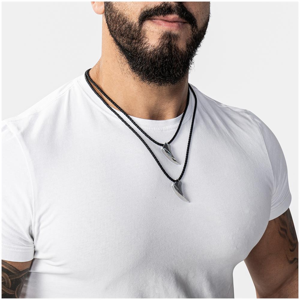 Collana in Pelle per Uomo, ""Wolf"", 60cm, Argento - Foto 2