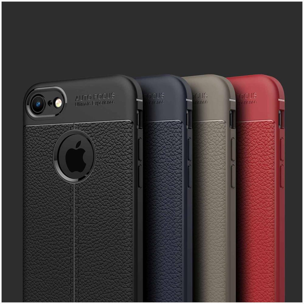 Custodia Compatibile Con Apple Iphone 7 / 7s / 8 / Se 2020 In Nero Profondo - Coperchio Protettivo In Silicone Tpu Con Applicazione Di Finta Pelle Nobile - Foto 8