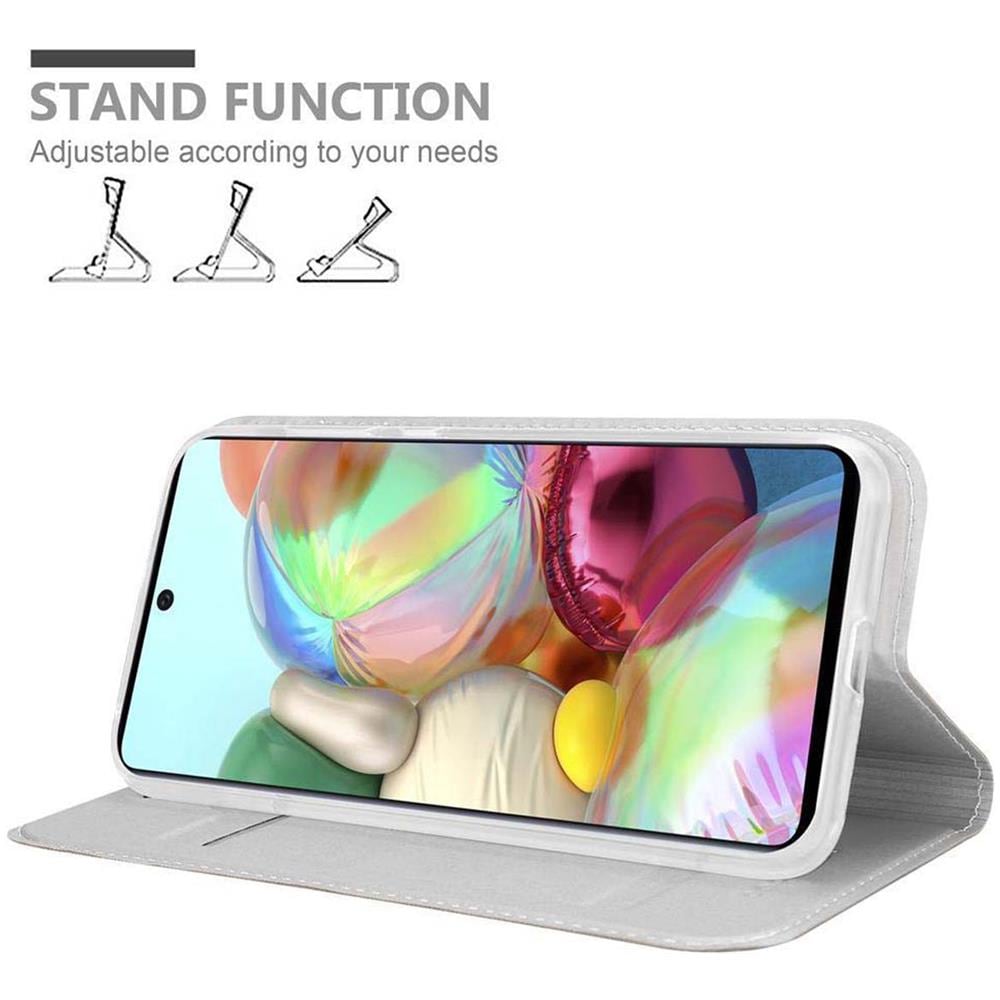 Custodia Compatibile Con Samsung Galaxy A71 In Classy Argento - Coperchio Protettiva Con Chiusura Magnetica, Funzione Stand E Tasca Per Le Carte - Foto 2