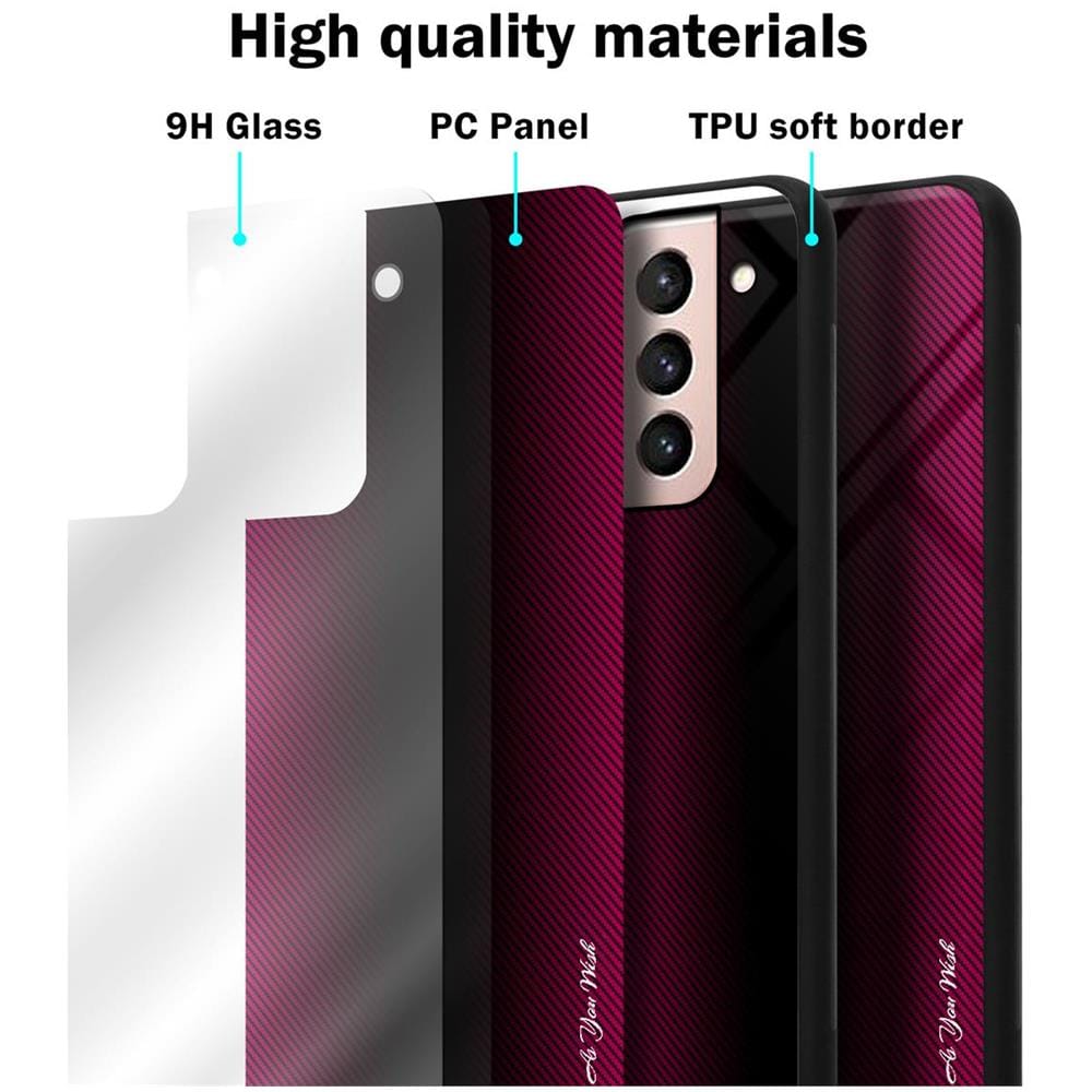 Custodia Compatibile Con Samsung Galaxy S21 5g - Ottica A Strisce In Cremisi Rosa - Coperchio Protettivo In Vetro Temperato E Silicone Tpu - Foto 7