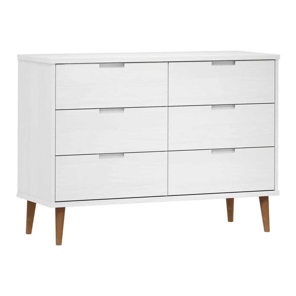 Cassettiera Bianca 113x40x80 Cm In Legno Massello Di Pino - Foto 2