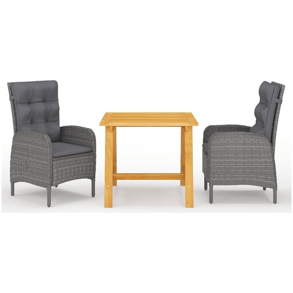 Set Mobili Da Pranzo Per Giardino 3 Pz Grigio - Foto 1