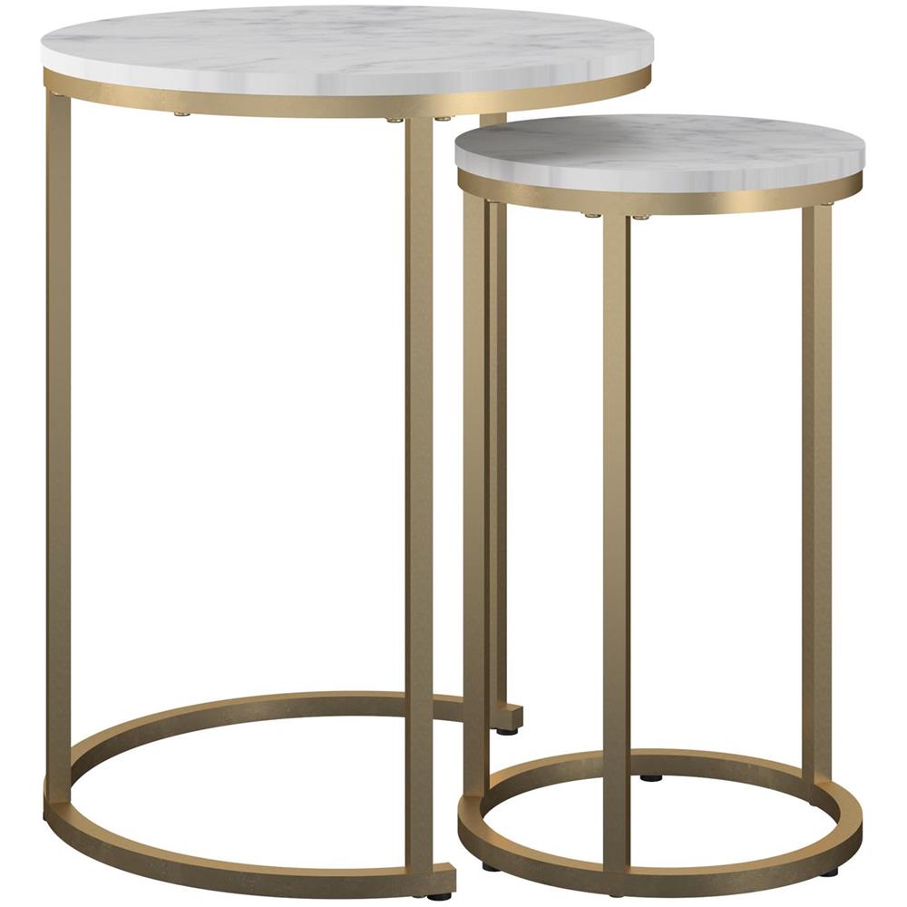 Amelia Tavolini Impilabili In Marmo Bianco Mdf - Foto 1