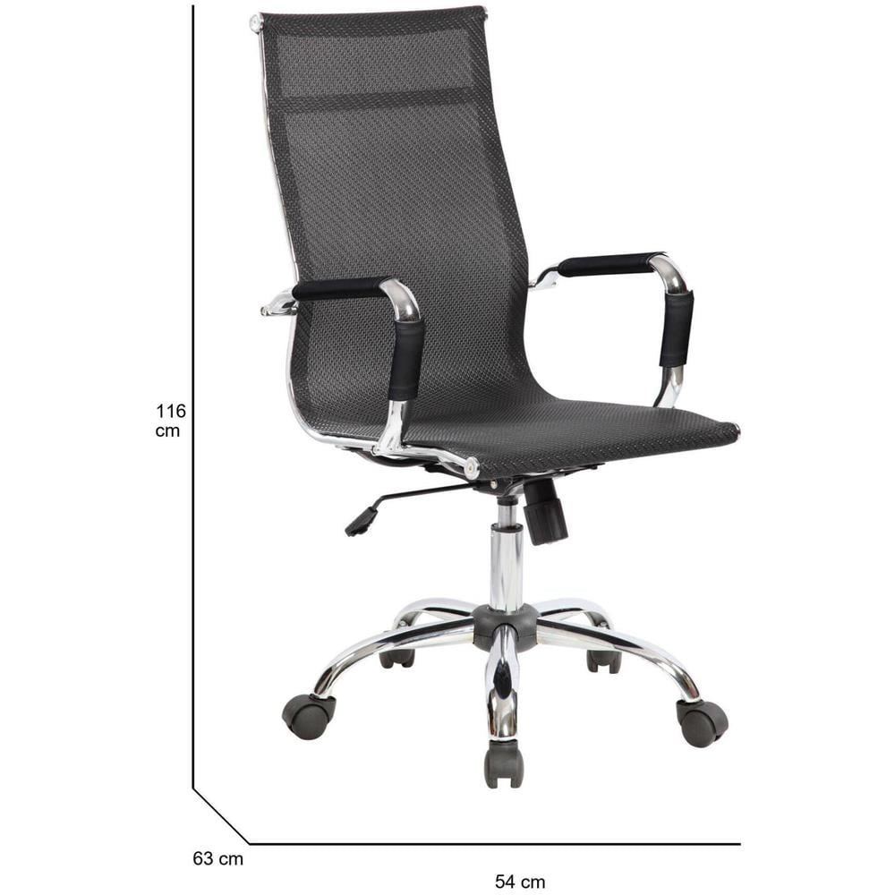 Sedia Con Ruote Placida, Poltrona Direzionale Con Braccioli, Sedia Ergonomica Da Ufficio, Nero, 63x54h106/116 Cm - Foto 2