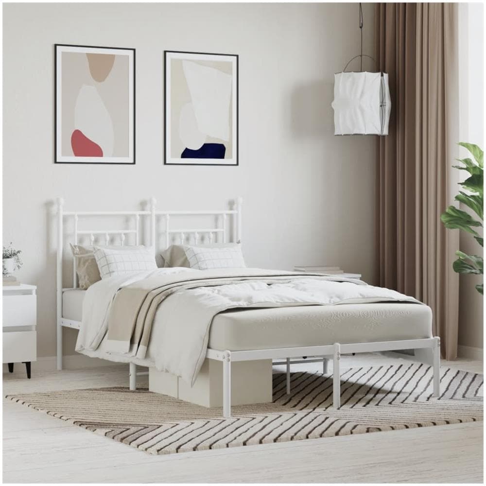 Giroletto Con Testiera Metallo Bianco 120x190 Cm - Foto 1