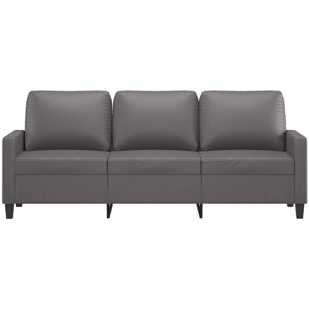 Divano A 3 Posti Grigio 180 Cm In Similpelle - Foto 3