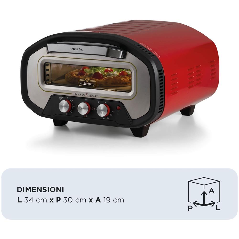 3901 Da Gennaro, Forno per pizza, 2200W, Temperatura 430°C, 2 minuti di cottura, Pietra refrattaria, Rosso - Foto 2