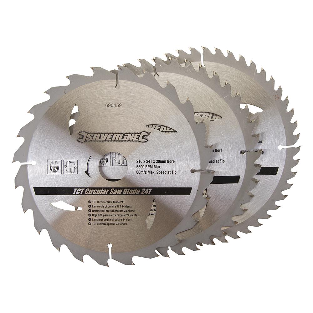 690459 Lame Per Seghe Circolari In Tct Da 24, 40, 48 Denti 3 P. zi 210 X 30 - Anelli Di Riduzione 25, 16 Mm - Foto 1