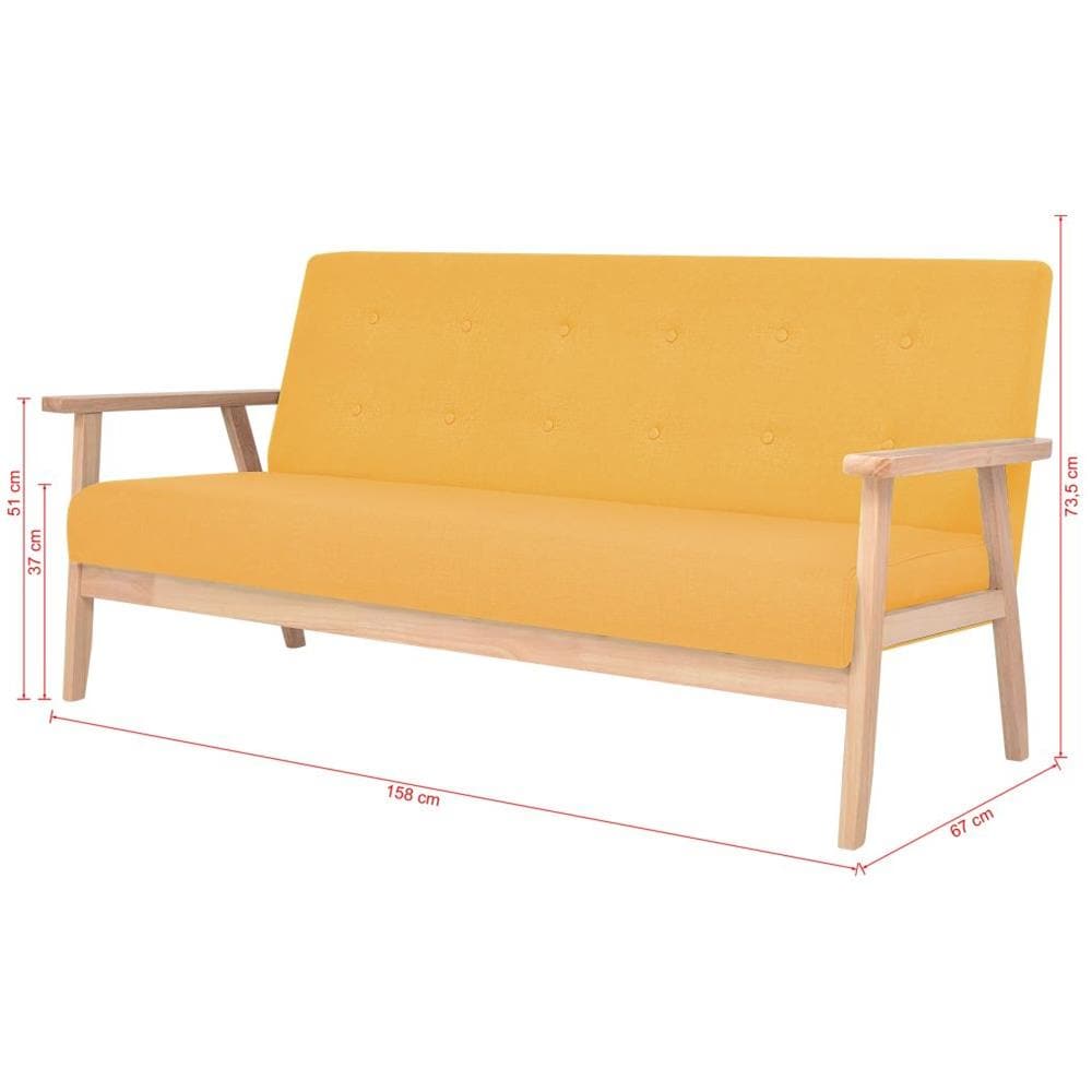 Divano A 3 Posti In Tessuto Giallo - Foto 7