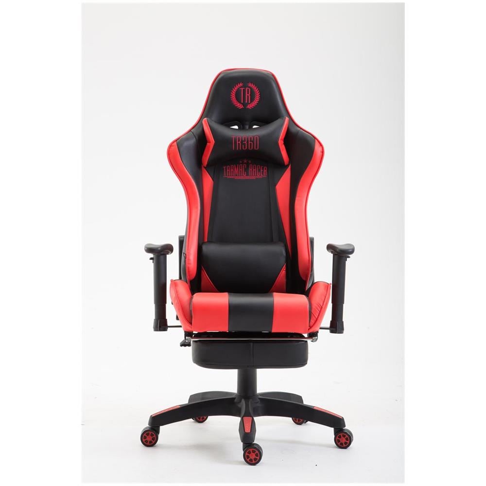 Sedia Gaming Boavista in Similpelle I Poltrona Racing con Doppio Cuscino I Sedia Ufficio Sportiva Portata Max 136 kg I Sedia Gamer Nero Rosso con Poggiapiedi - Foto 2
