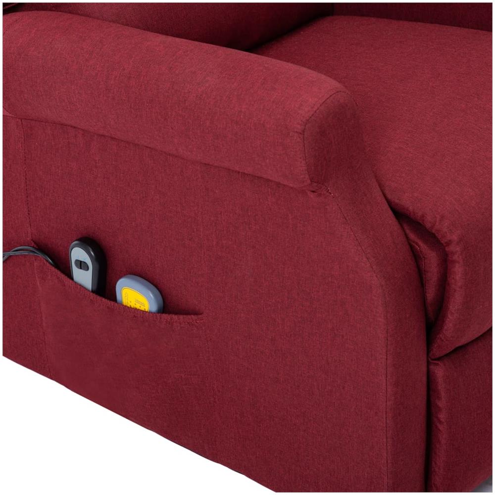 Poltrona Massaggiante Alzapersona Rosso Vino In Tessuto - Foto 8