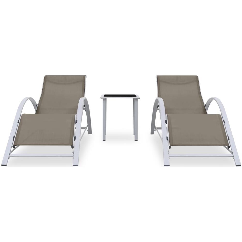 Lettini Prendisole Con Tavolino 2 Pz In Alluminio Grigio Talpa - Foto 2