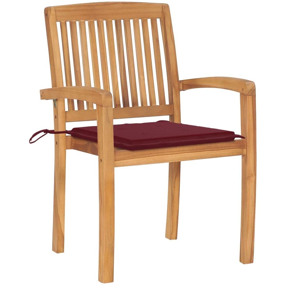 Sedie da Giardino Impilabili 8 pz con Cuscini Massello di Teak - Foto 3