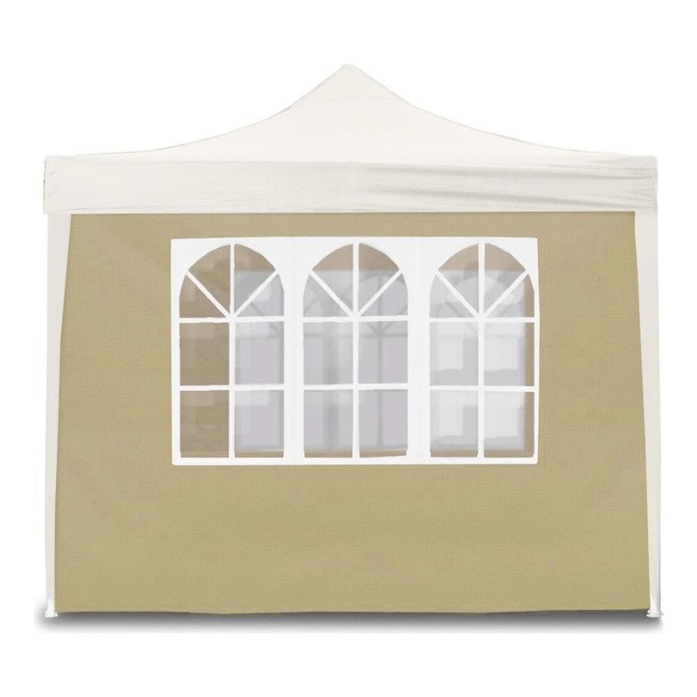 Telo Laterale Per Gazebo Richiudibile Con Finestre In Tessuto Beige 300x200 Cm - Foto 1