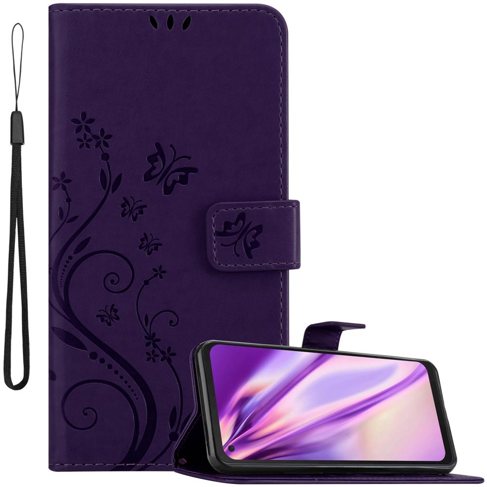Custodia Compatibile Con Samsung Galaxy Xcover Pro In Lilla Scuro Fiore - Coperchio Protettivo In Design Floreale Con Chiusura Magnetica, Funzione Stand E Slot Per Carte - Foto 1